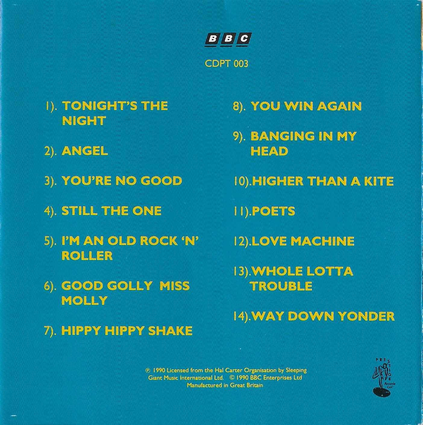 Middle of cover of CDPT 003